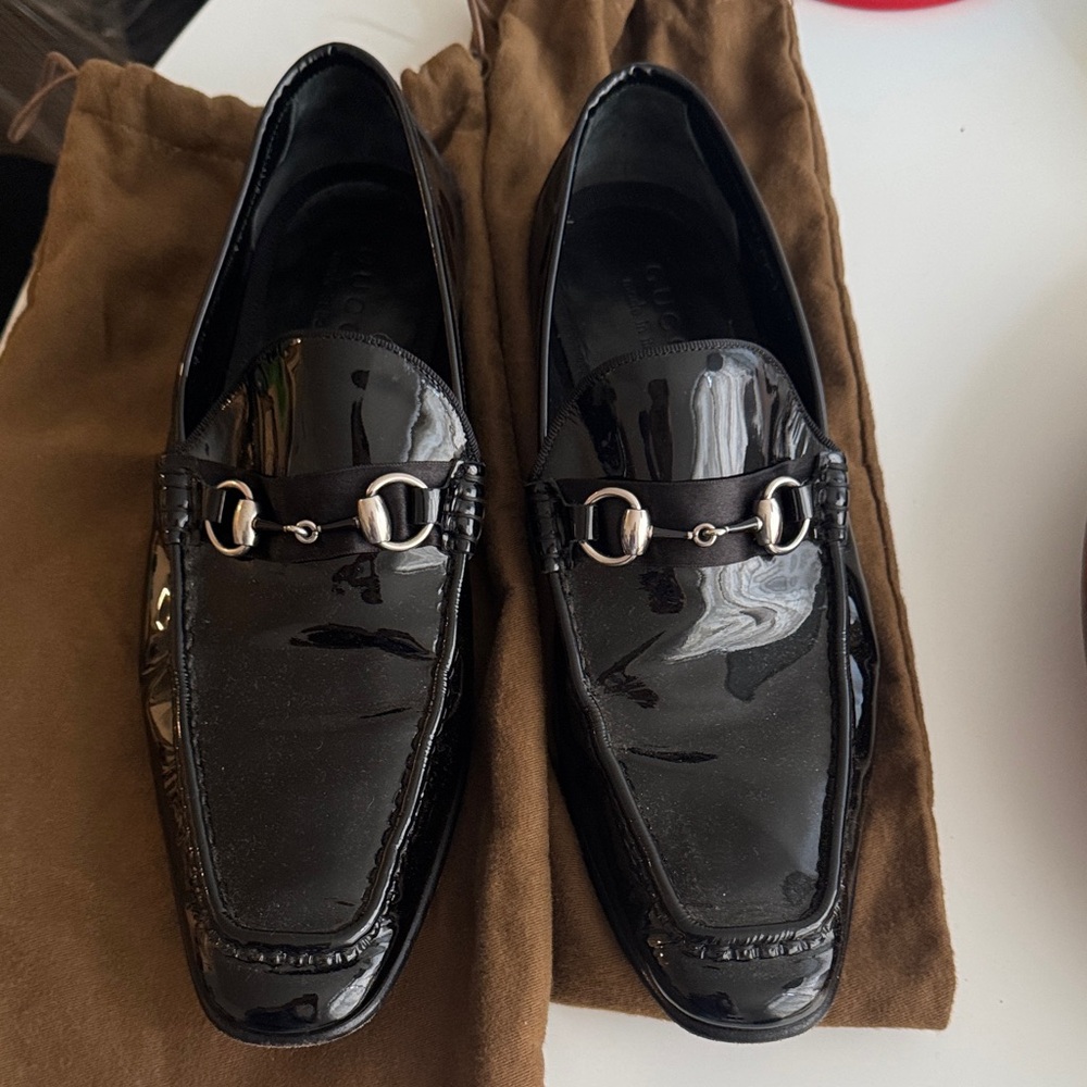 Men's Black Patent Leather Bit Loafers